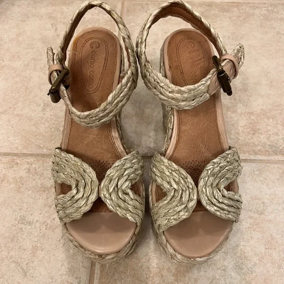 Corso Como rattan espadrille wedges size 7.5 - Picture 2 of 7